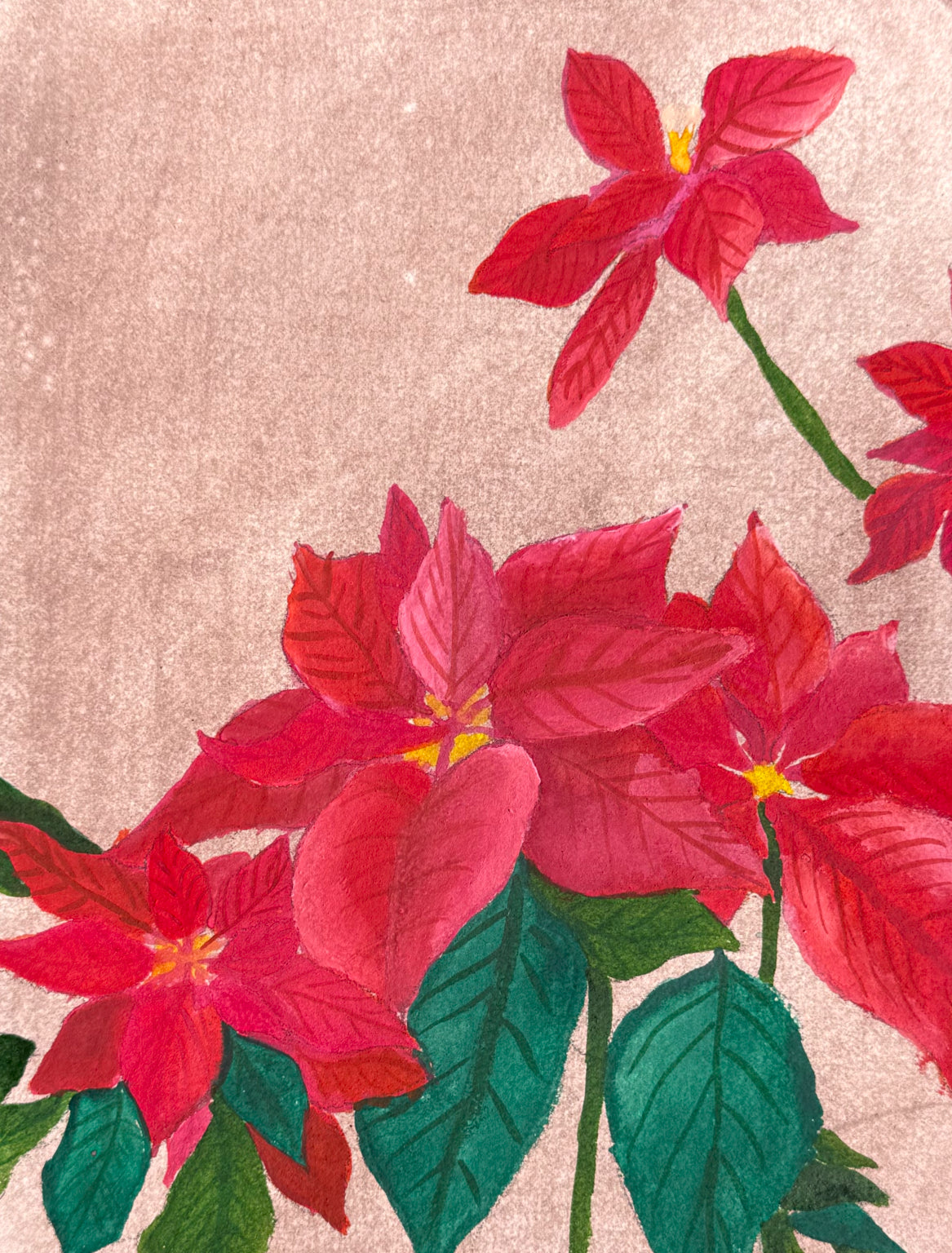 Poinsettia 8x10 Original Watercolor Piece
