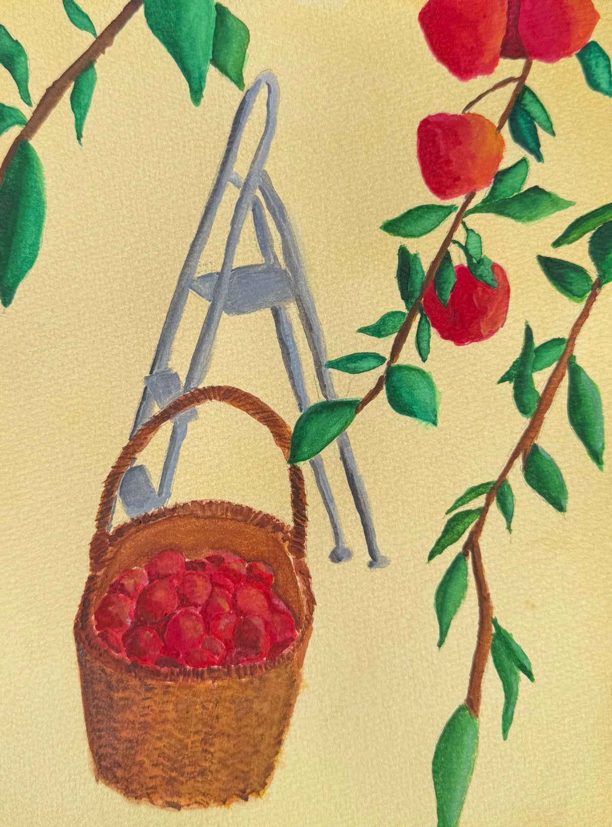 Apple Farm 8x10 Original Watercolor Painting