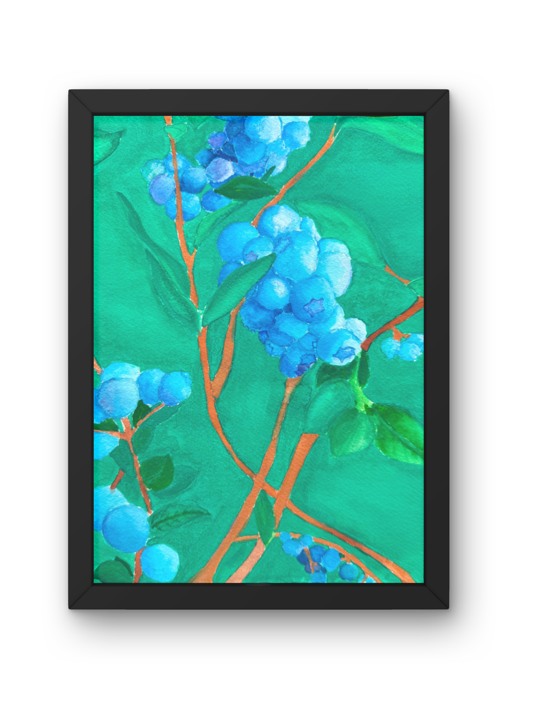 Blueberries 8x10 Original Watercolor Piece