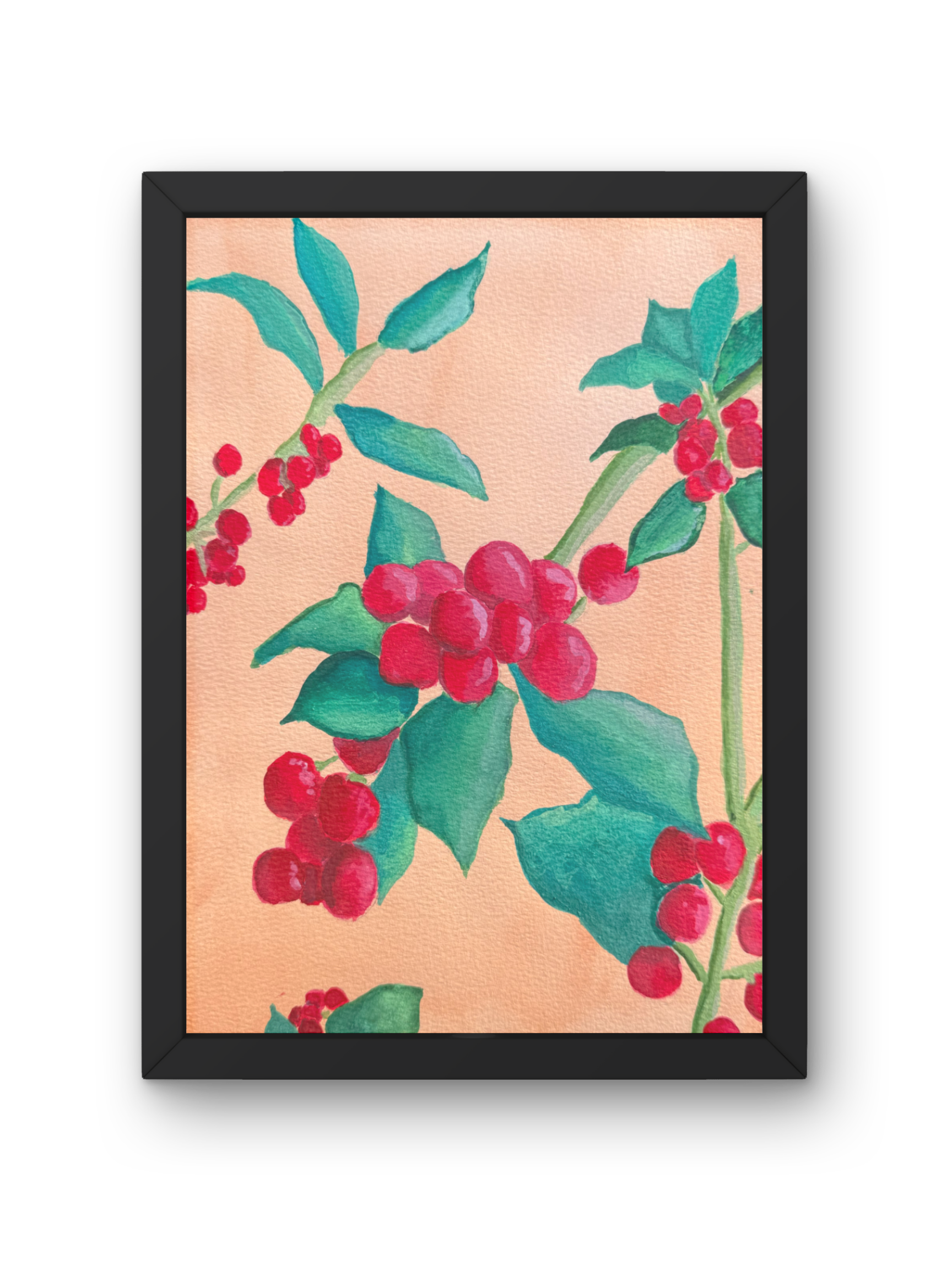 Holly berries 8x10 Original Watercolor Piece